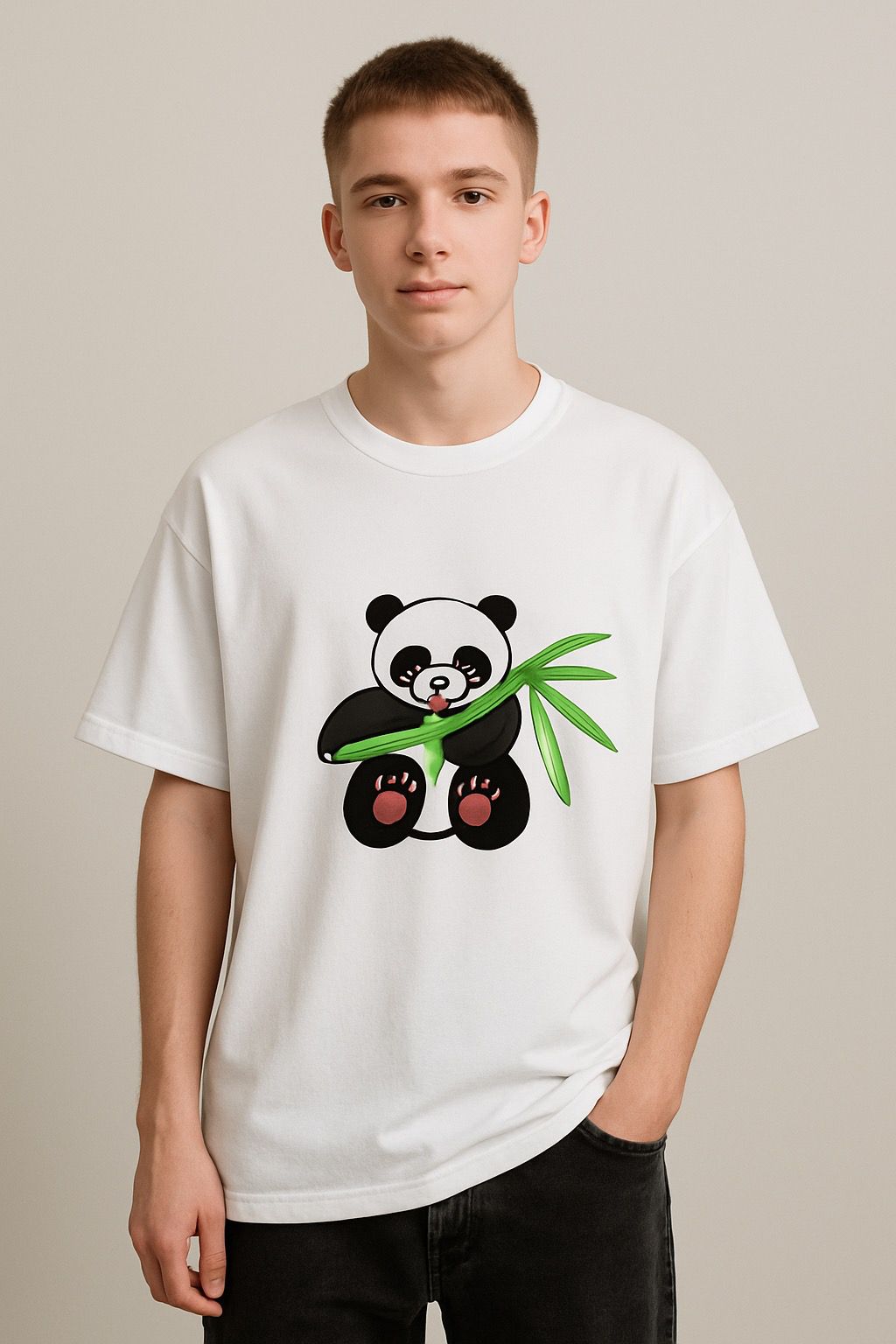 Cute Panda Printed Oversized T - Shirts